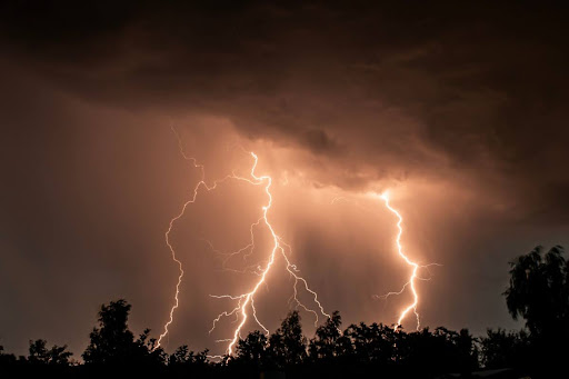 Lightning striking down in St. Louis.